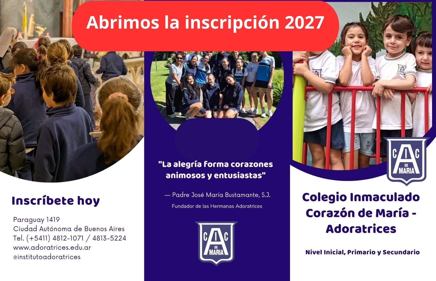 Abrimos la inscripción 2027 - Colegio Inmaculado Corazón de María Adoratrices